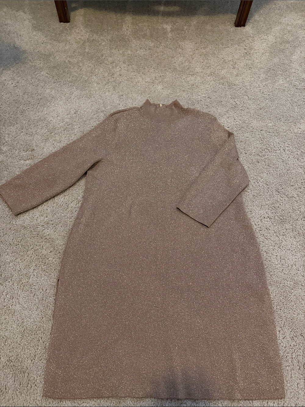 Chico's Travelers Metallic Knit Mock-Neck Long Sleeve Dress/Tunic Large